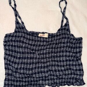 Hollister Black and White Checkered Crop Top